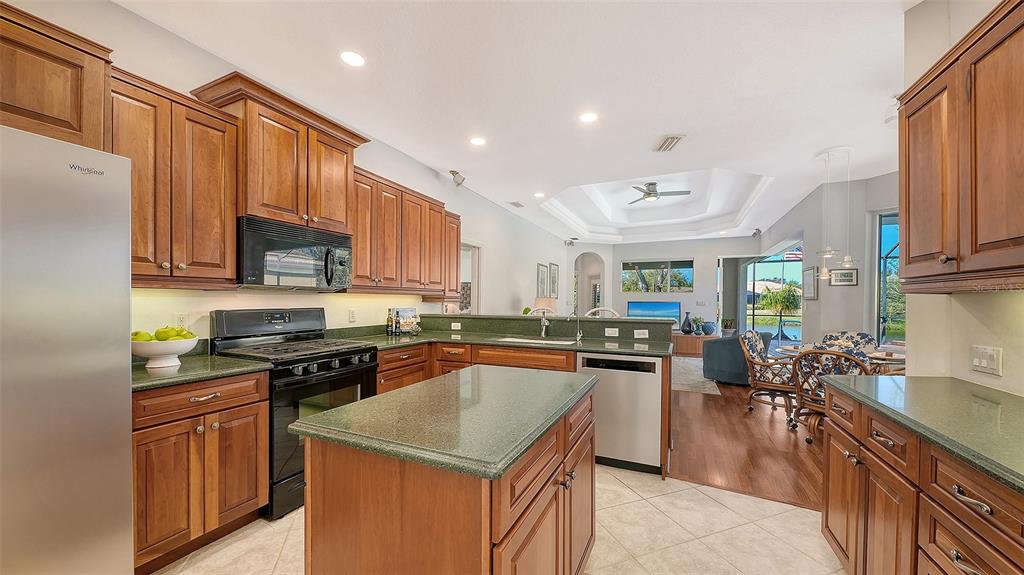 665 Crane Prairie Way Osprey, FL 34229 - Photo 18 of 61 a kitchen with stainless steel appliances granite countertop a sink stove and refrigerator