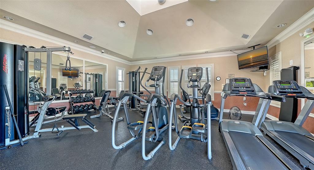 665 Crane Prairie Way Osprey, FL 34229 - Photo 56 of 61 a living room with lots of furniture and gym equipment