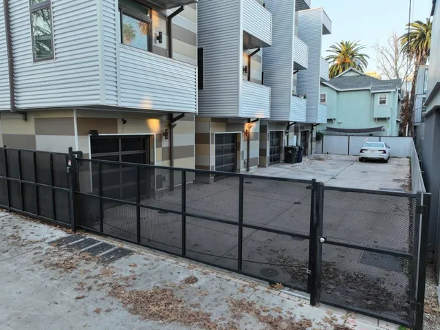 a view of a dinning room and front view of a house