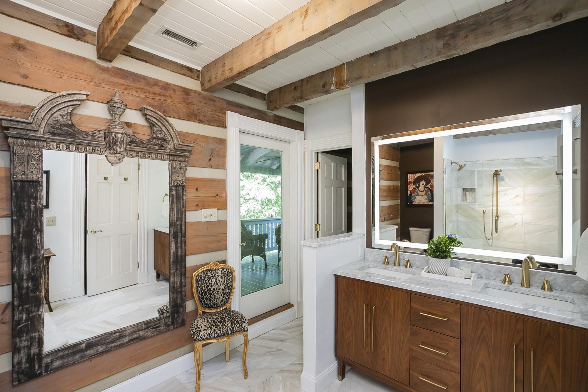 1105 Mt Pleasant Road Kingston Springs, TN 37082 - Photo 46 of 97 a bathroom with a granite countertop sink and a mirror
