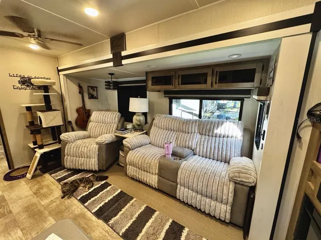 a living room with furniture