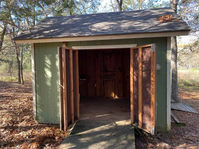 a view of a wooden door