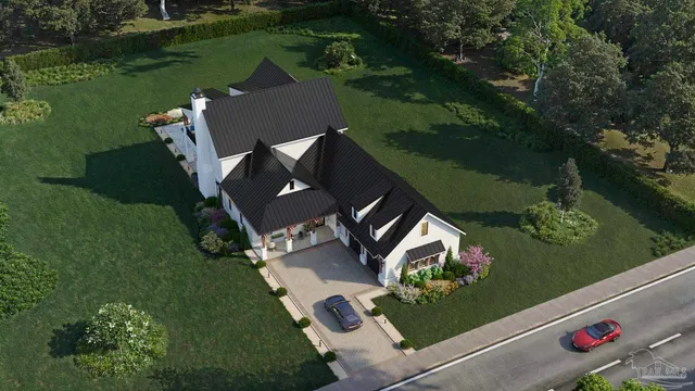 an aerial view of a house having outdoor space