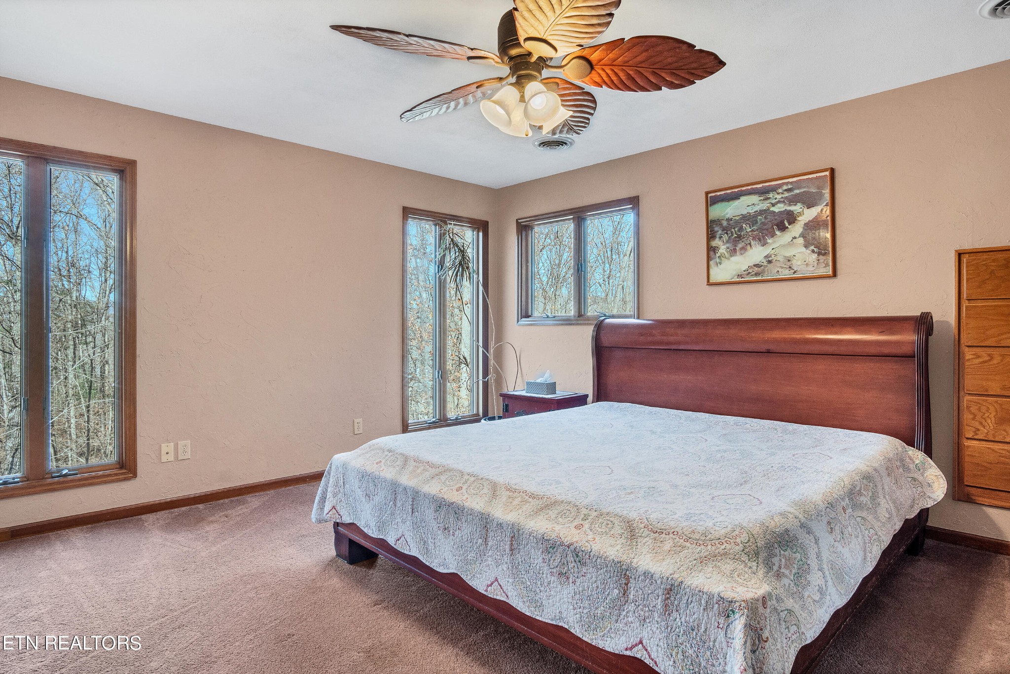 105 Clayton Way Oak Ridge, TN 37830 - Photo 22 of 42 a bedroom with a large bed and a chandelier