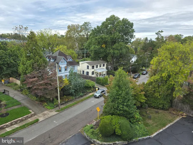 a view of a garden with a bench in front of it
