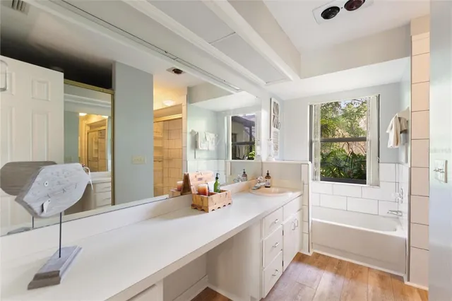 a view of a lake with a yard