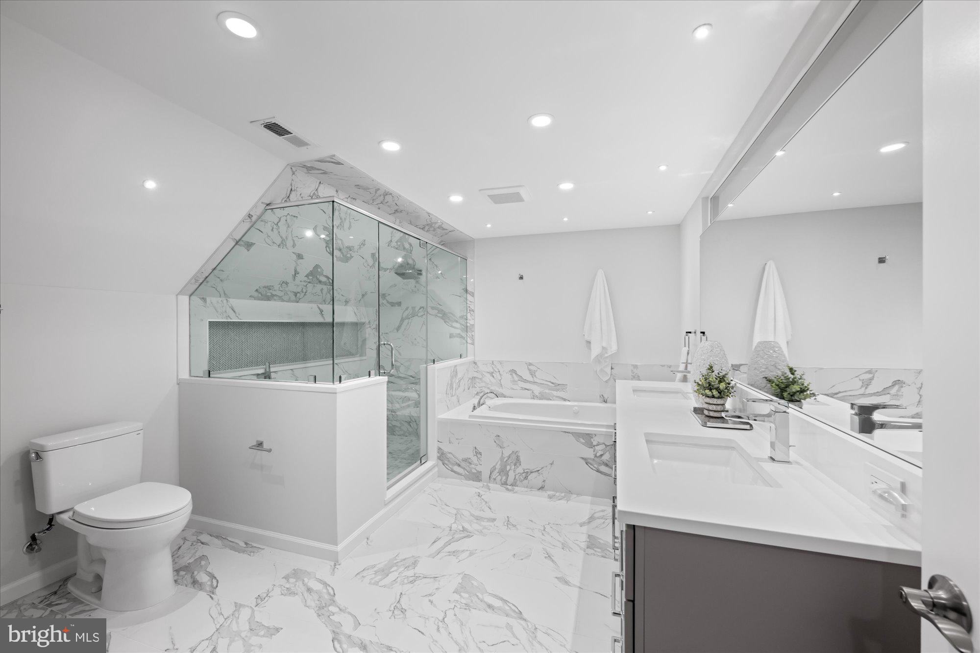 8311 Aqueduct Road Potomac, MD 20854 - Photo 15 of 27 a bathroom with a sink a toilet and a mirror