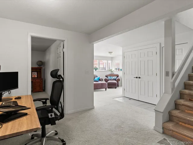 a view of a workspace with gym equipment