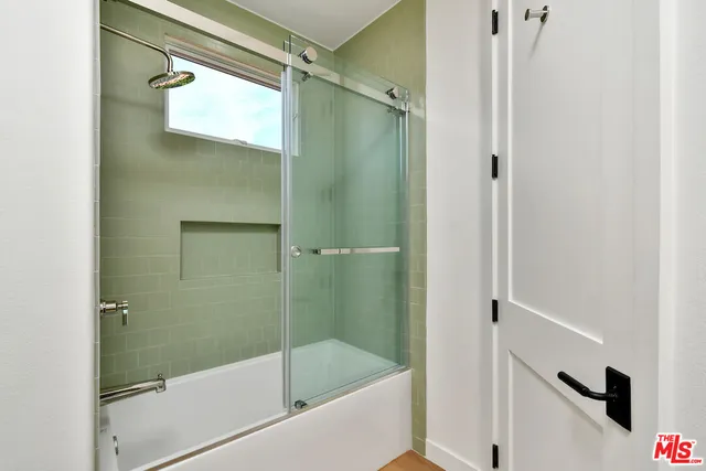 a bathroom with a bathtub