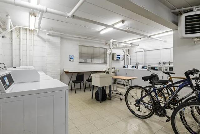 a view of a brick building with a large window