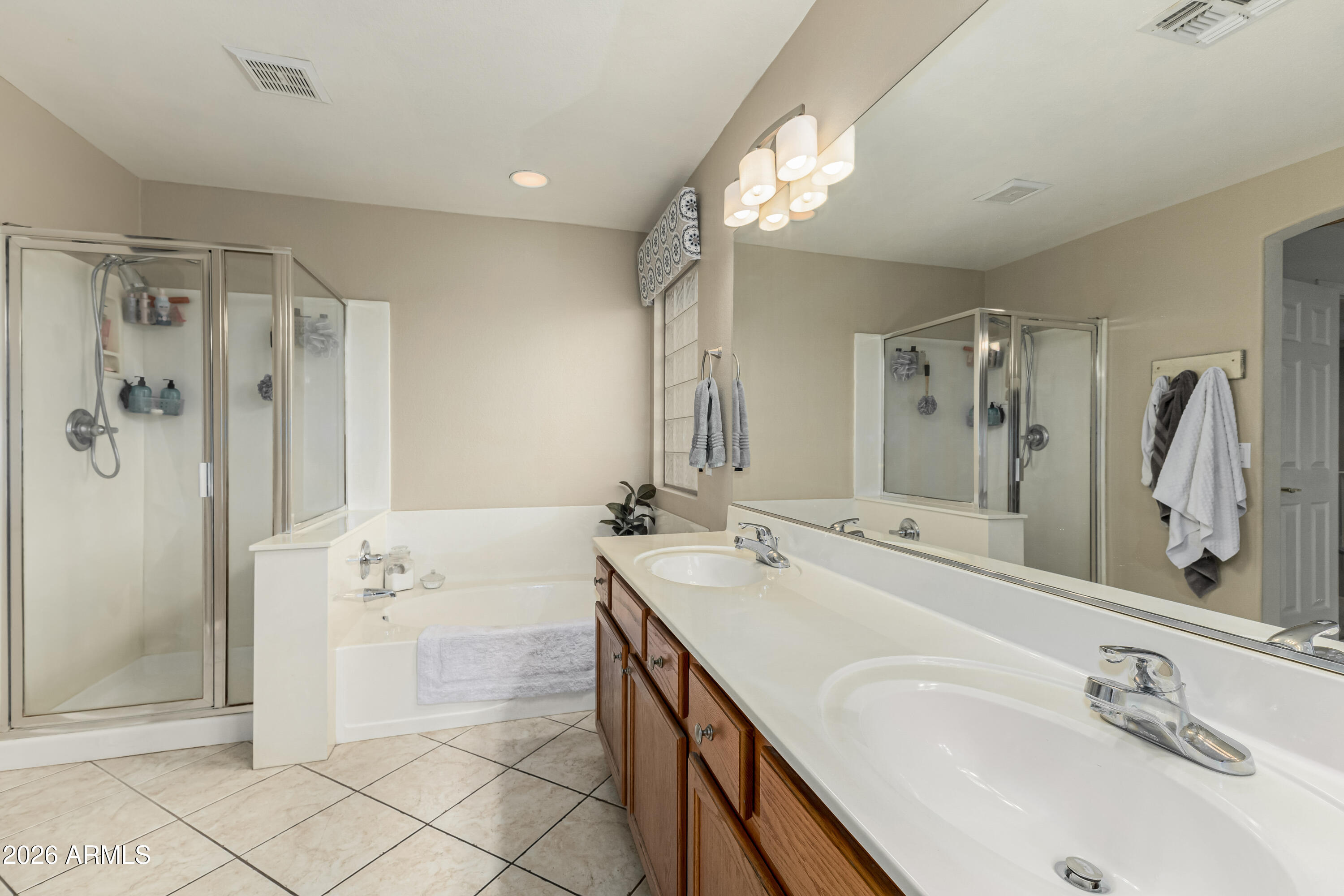 1737 South Talbot Mesa, AZ 85209 - Photo 23 of 35 a bathroom with a double vanity sink mirror and shower