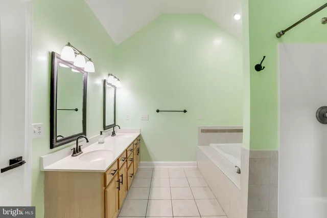 a bathroom with a bathtub