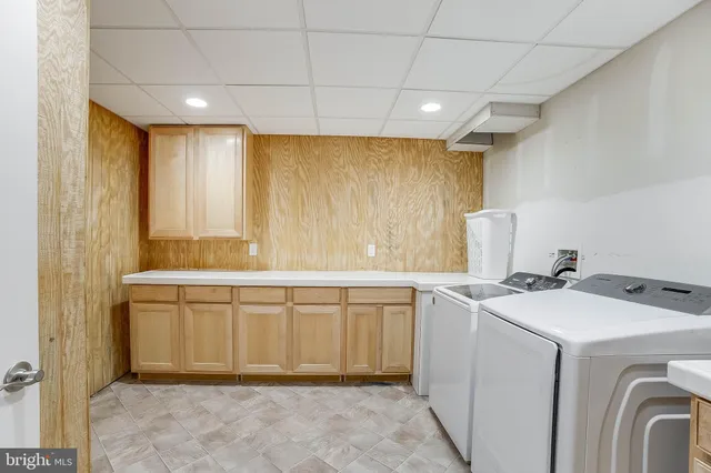 a view of a garage with white walls