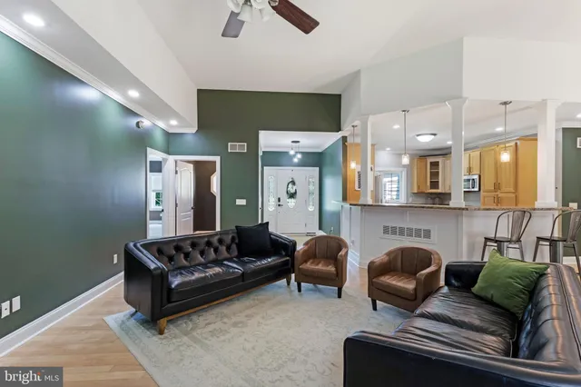 a living room with furniture and a couch