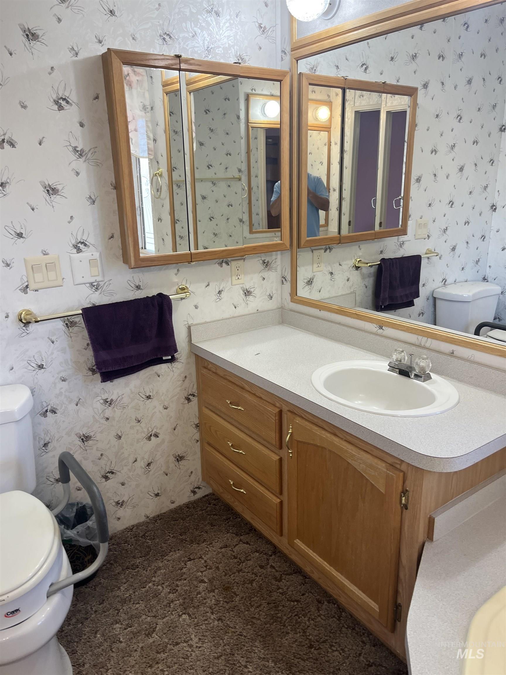 2750 Alden Road, Unit 34 Fruitland, ID 83619 - Photo 32 of 41 Bathroom with vanity and wallpapered walls