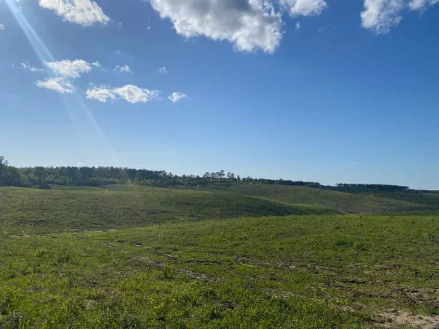 a view of lake with green space