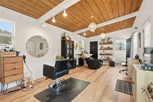 a living room with furniture