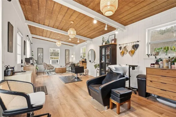 a living room with furniture