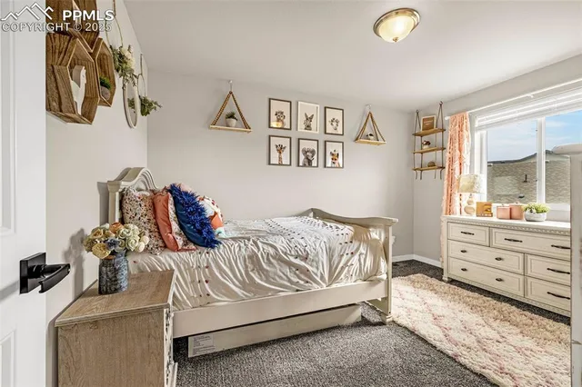 a bedroom with a bed and cabinets