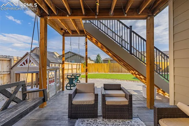 a view of outdoor space with seating