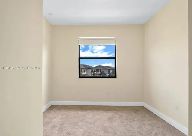 a view of a small space with a window