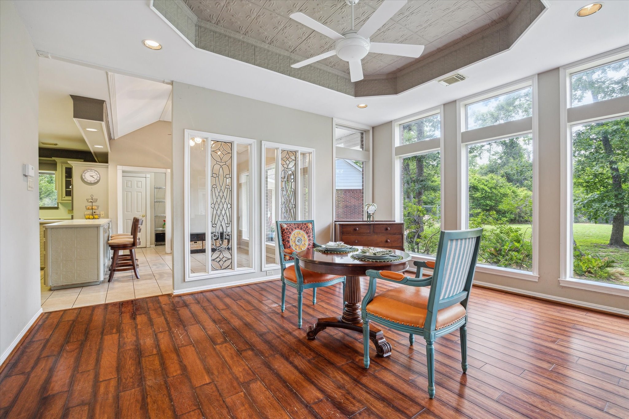 491 Oak Forest Road Bellville, TX 77418 - Photo 10 of 33 a view of a dining room with furniture and wooden floor