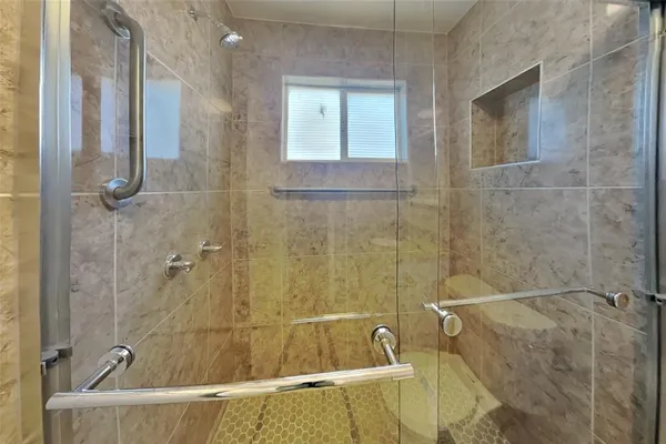 a bathroom with a bathtub