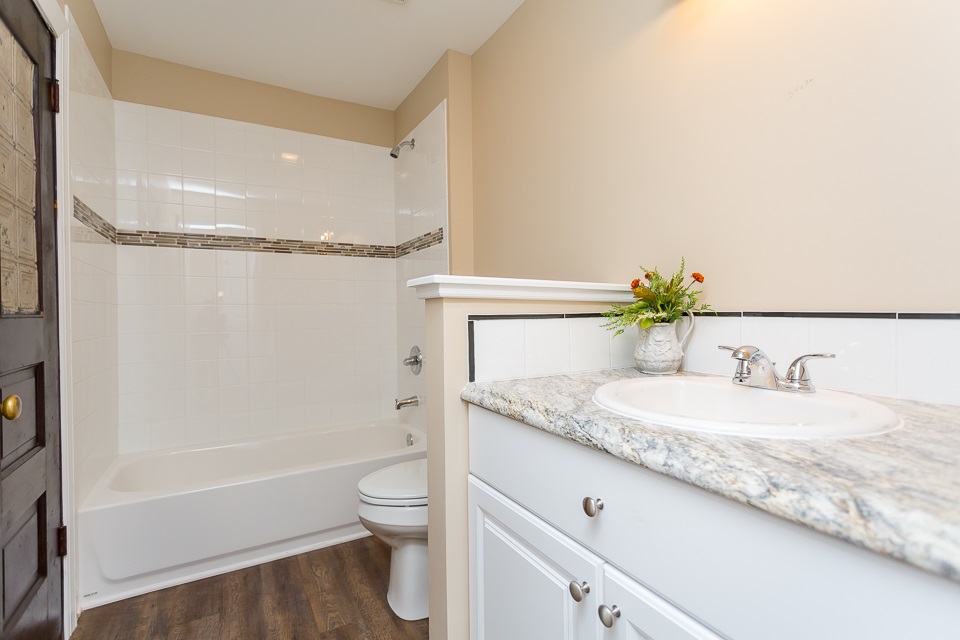 450 Whitmore Road Mount Solon, VA 22843 - Photo 31 of 43 a bathroom with a granite countertop sink a toilet and shower
