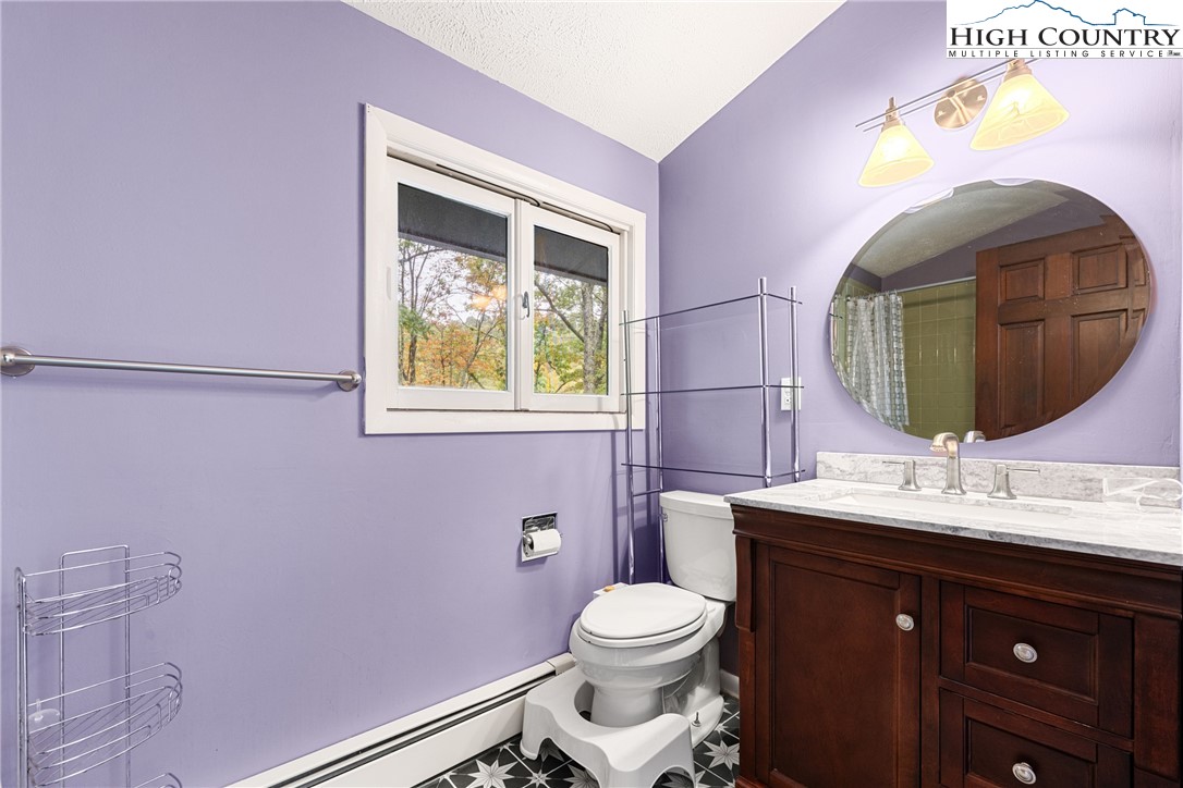 547 Deck Hill Road Boone, NC 28607 - Photo 38 of 50 a bathroom with a toilet sink vanity and mirror