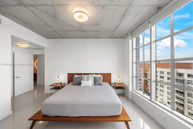 a bedroom with furniture