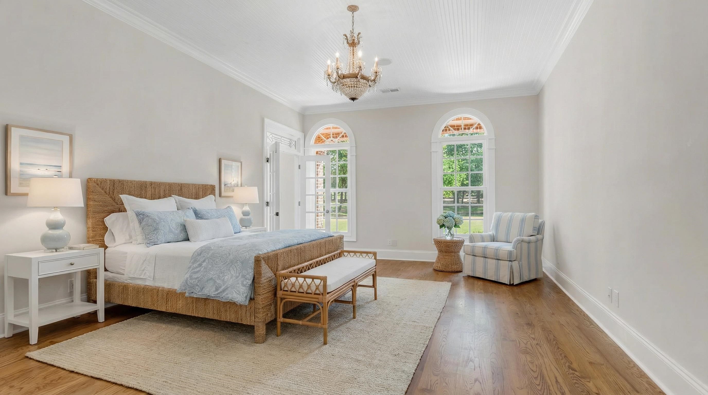 815 Dent Road Eads, TN 38028 - Photo 21 of 40 Bedroom featuring suspended lighting, light wood-style flooring, and ornamental molding