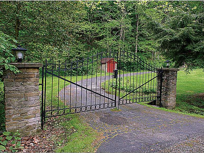 1397 Abers Creek Road Monroeville, PA 15146 - Photo 5 of 25 Yard/Garden. Here is the elegant gate to your private estate! The waterfall is on the left, and you pass the shed on the way to the house.