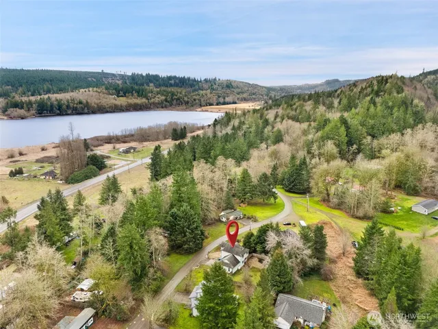 a view of a lake with a mountain