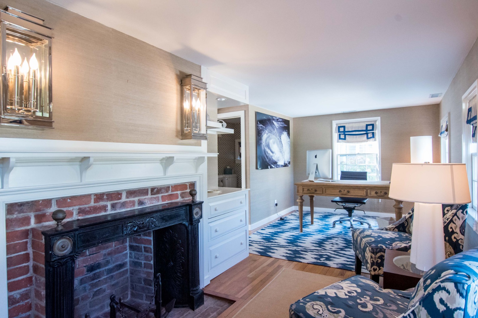 60 Cliff Road Nantucket, MA 02554 - Photo 40 of 54 a living room with furniture and a fireplace