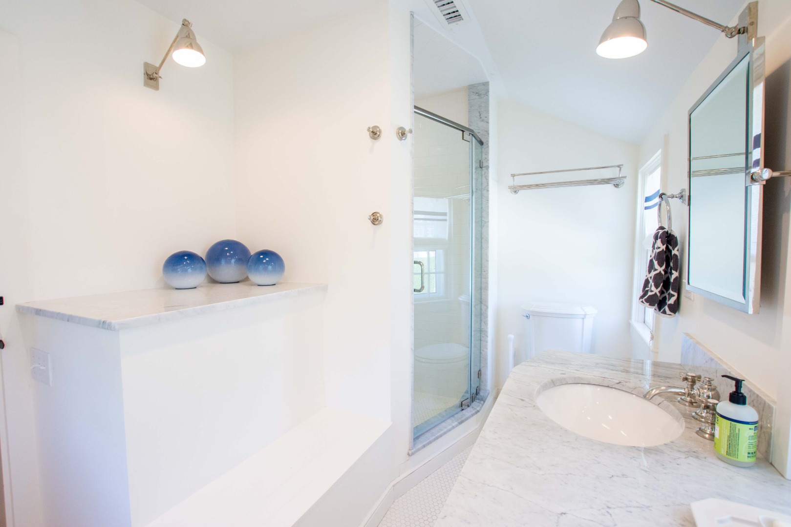 60 Cliff Road Nantucket, MA 02554 - Photo 46 of 54 a bathroom with a granite countertop sink and a mirror