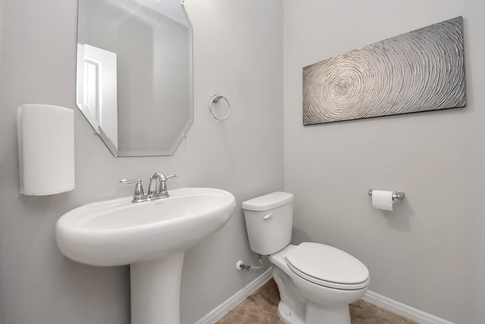 3310 Rainflower Springs Lane Rosenberg, TX 77471 - Photo 5 of 31 Stylish half-bath with modern fixtures, ideal for visitors or a quick refresh.