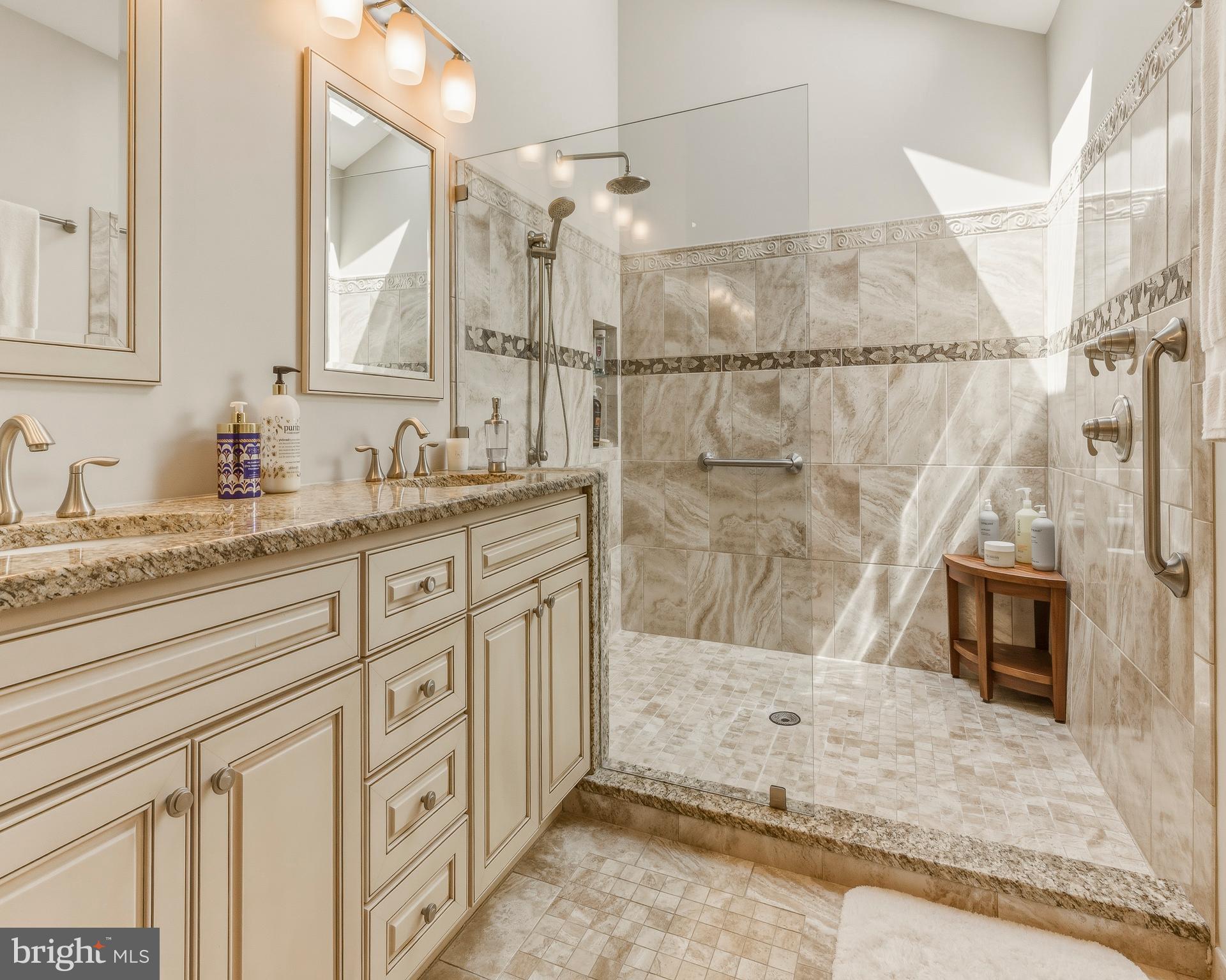 8 Rothschild Court West Deptford, NJ 08096 - Photo 18 of 29 a bathroom with a granite countertop sink mirror and shower