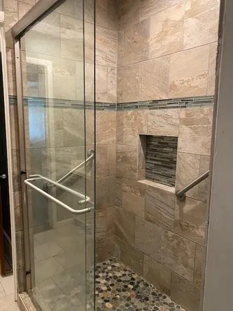 a bathroom with a shower