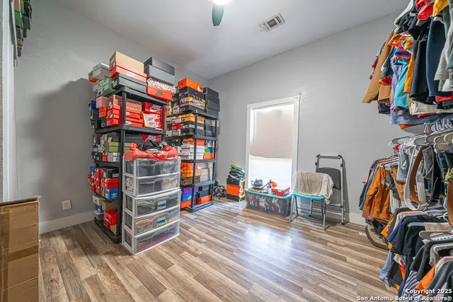 a view of a storage in a room