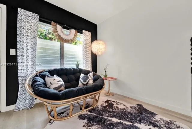 a backyard of a building with lots of green space