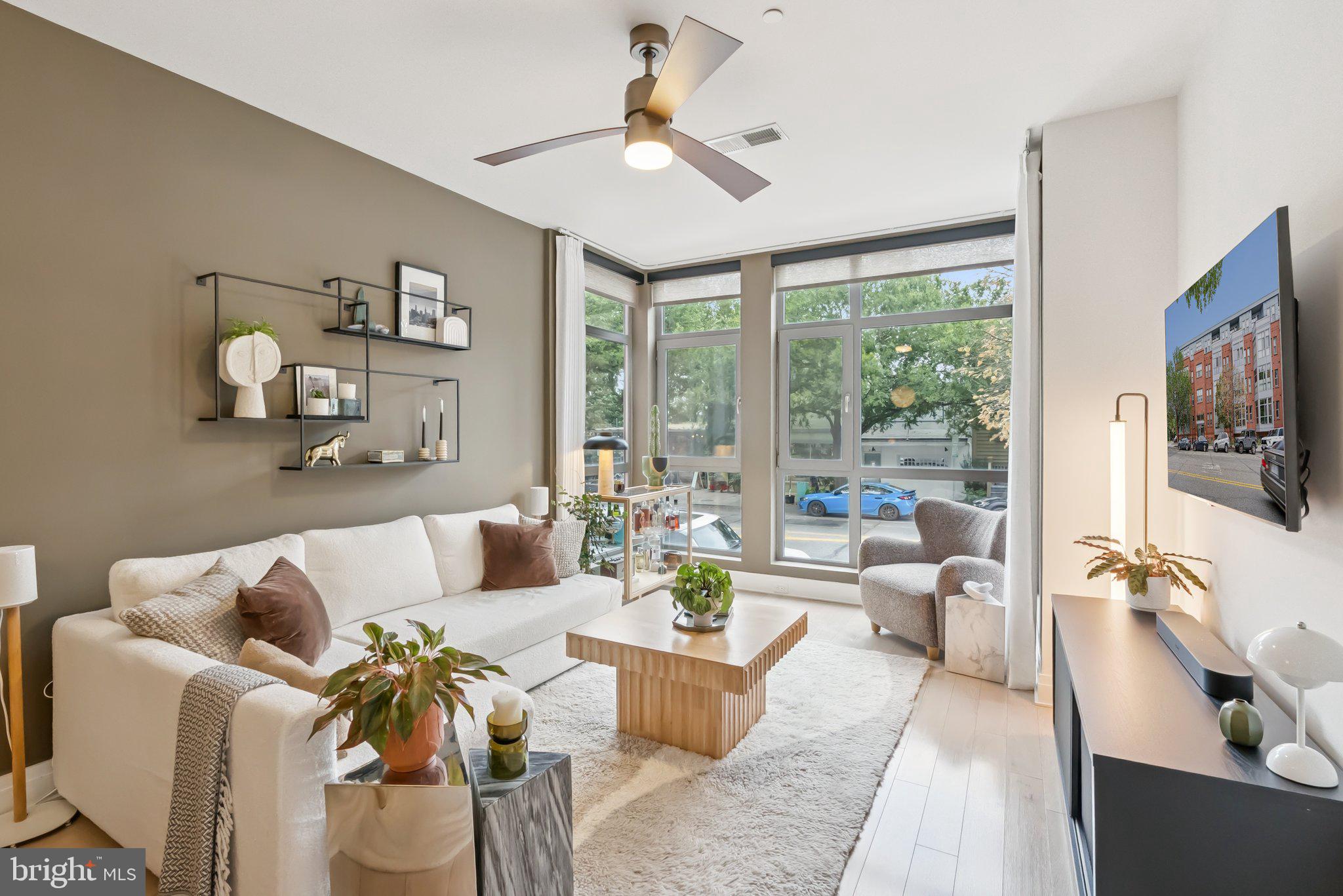 900 11th Street Southeast, Unit 106 Washington, DC 20003 - Photo 5 of 26 a living room with furniture ceiling fan and a flat screen tv