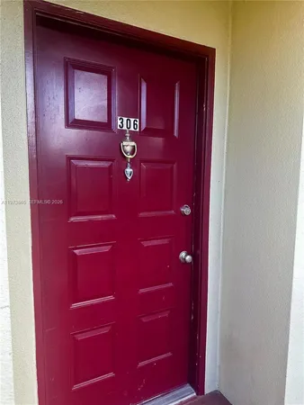 a view of a red door