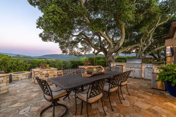 an outdoor view with patio