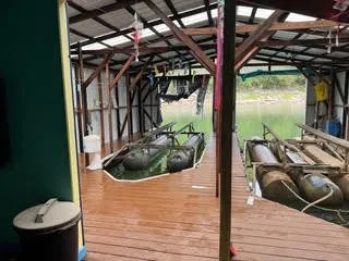 a backyard of a house with seating space