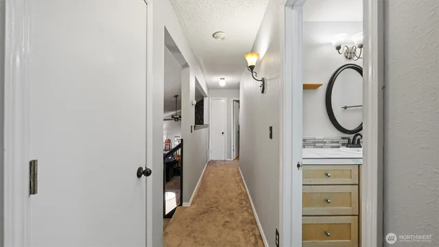 wooden floor in a en suite bathroom