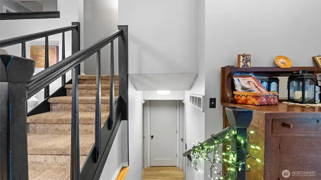 a view of entryway with wooden floor