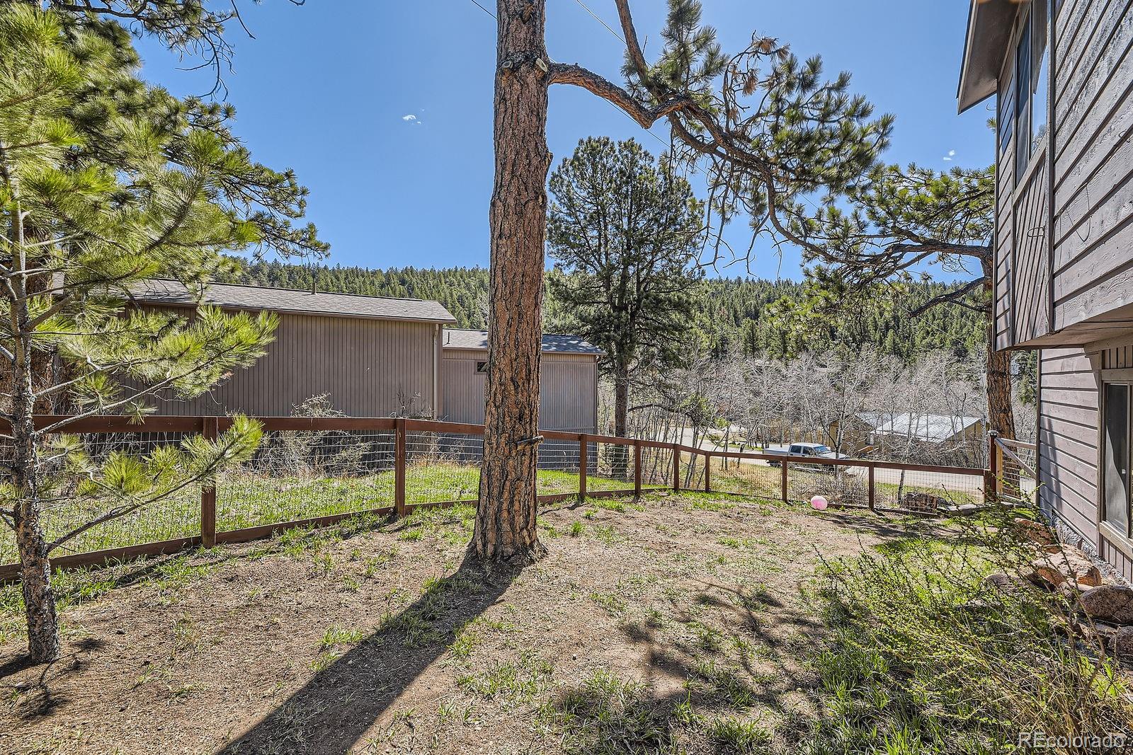 49 Silver Springs Road Bailey, CO 80421 - Photo 30 of 34 a view of a bench in the backyard