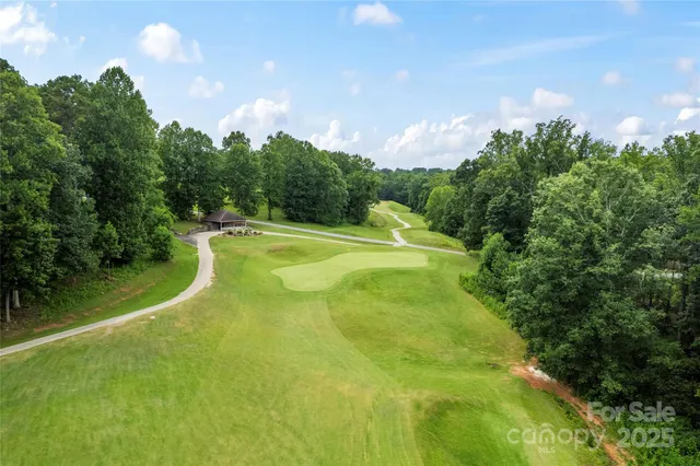 a view of a swimming pool with a yard