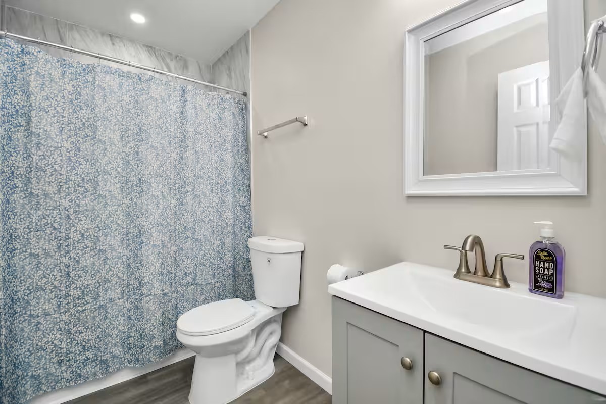 3318 Wichita Street Houston, TX 77004 - Photo 29 of 36 a bathroom with a sink a toilet and a mirror