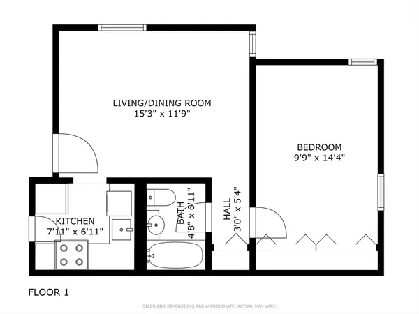 a picture of a bench in front of a door